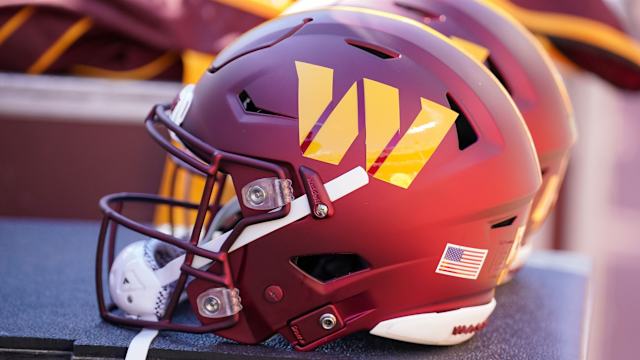 Aug 20, 2022; Kansas City, Missouri, USA; A general view of Washington Commanders helmets against the Kansas City Chiefs during the game at GEHA Field at Arrowhead Stadium. Mandatory Credit: Denny Medley-USA TODAY Sports